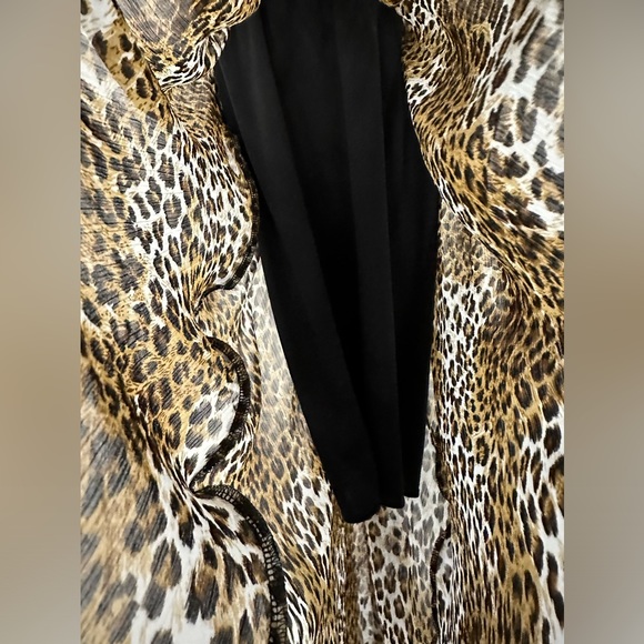 January 7 cocktail dress strappy top with high low cheetah print flowy bottom - Picture 6 of 11